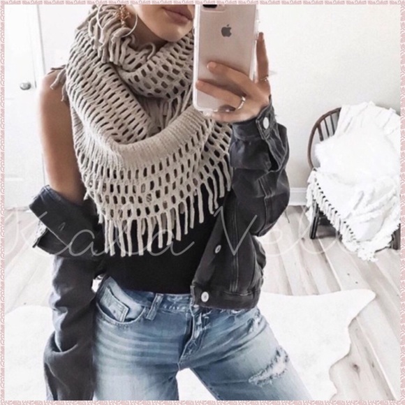 Mocha Fringe Chenille Scarf Velvet Soft - Picture 3 of 4